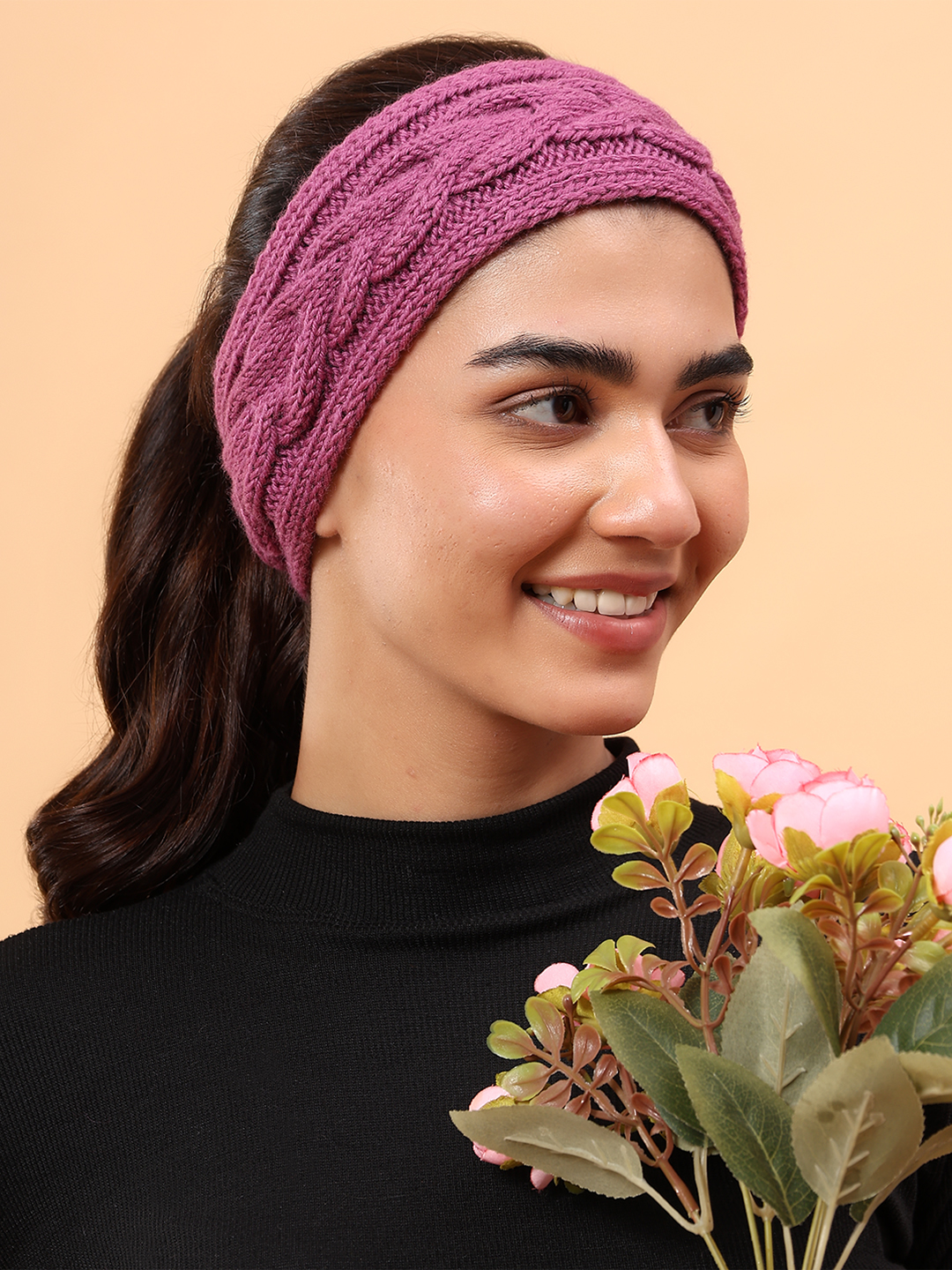 Velvery Merino Sustainable Cable Knit Headband - Purple
