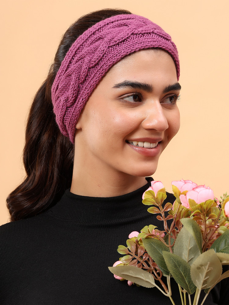 Image of Velvery Merino Sustainable Cable Knit Headband - Purple