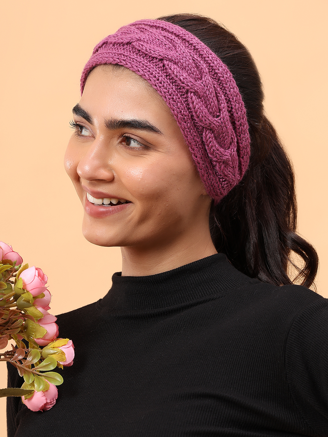 Velvery Merino Sustainable Cable Knit Headband - Purple