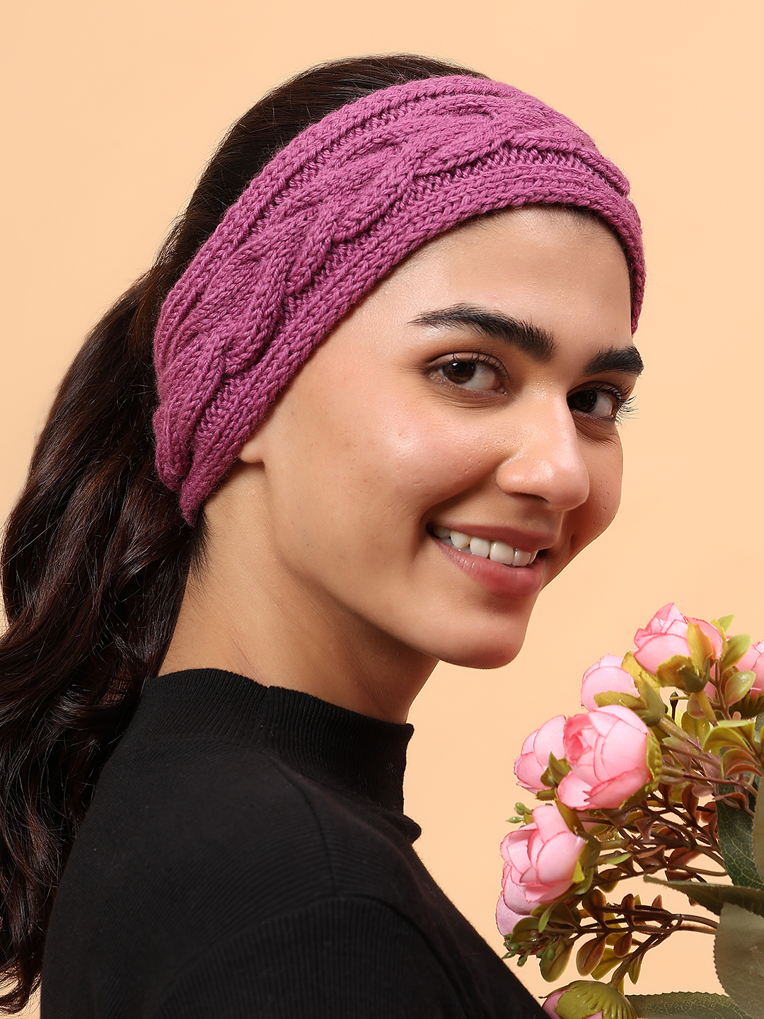 Velvery Merino Sustainable Cable Knit Headband - Purple