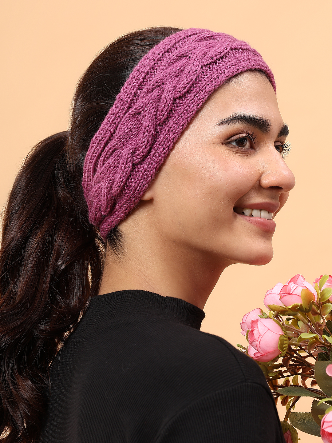 Velvery Merino Sustainable Cable Knit Headband - Purple