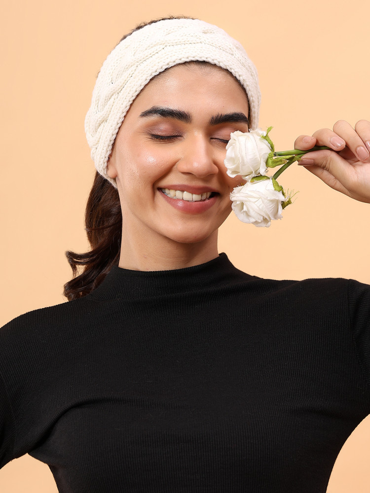 Image of Velvery Merino Sustainable Cable Knit Headband - Cream