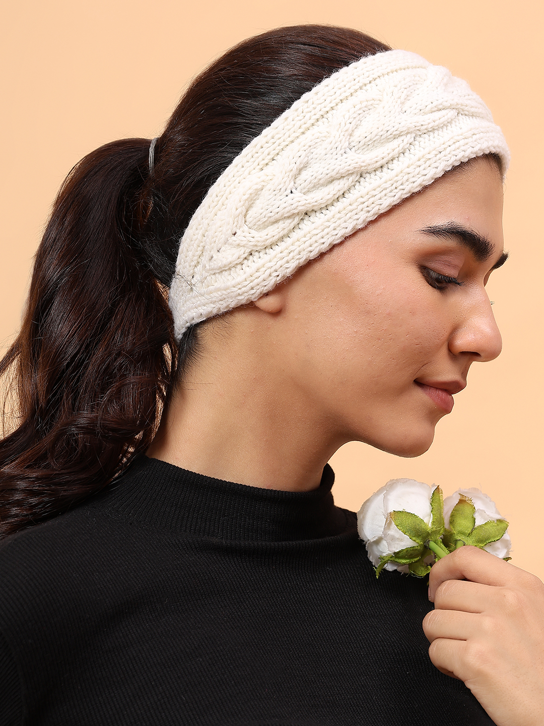 Velvery Merino Sustainable Cable Knit Headband - Cream