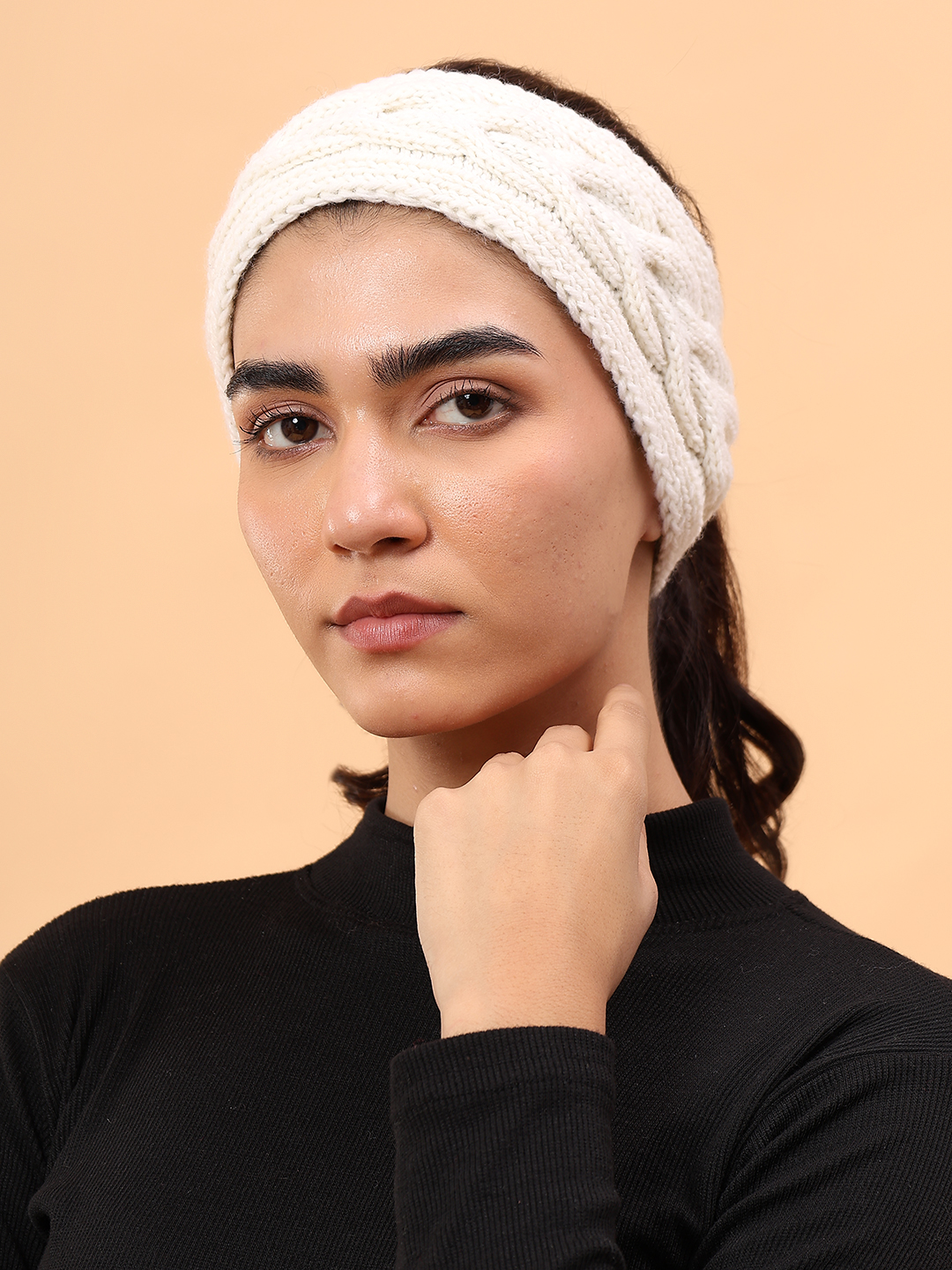 Velvery Merino Sustainable Cable Knit Headband - Cream