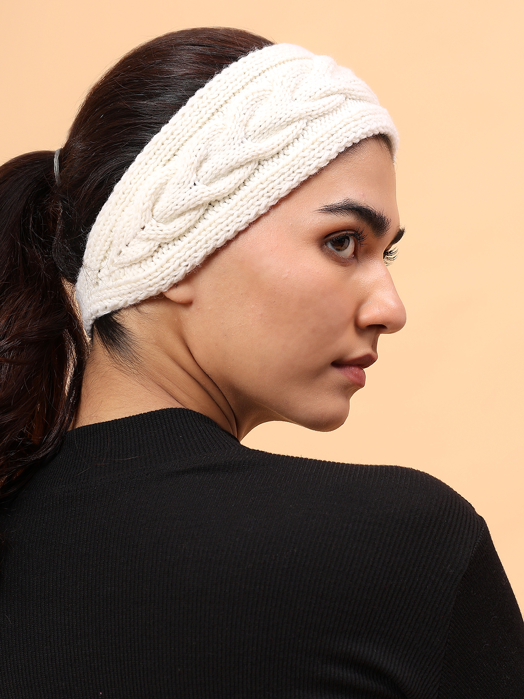 Velvery Merino Sustainable Cable Knit Headband - Cream