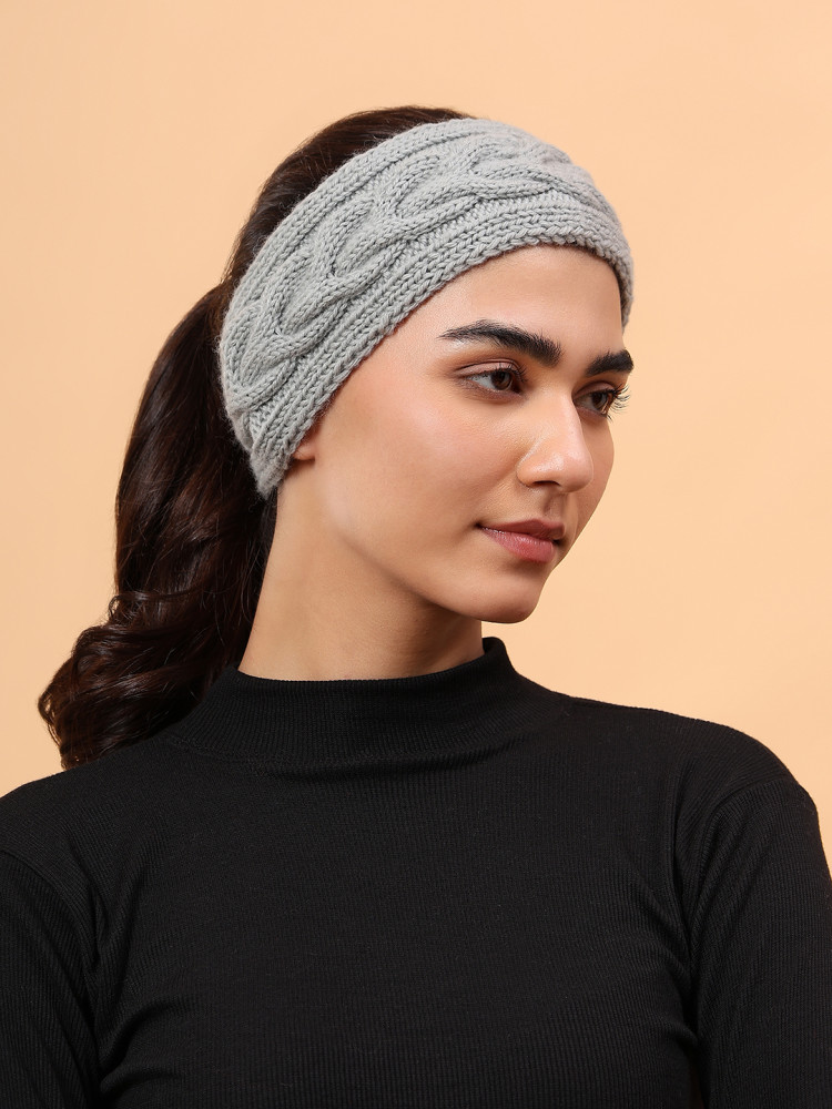 Image of Velvery Merino Sustainable Cable Knit Headband - Grey