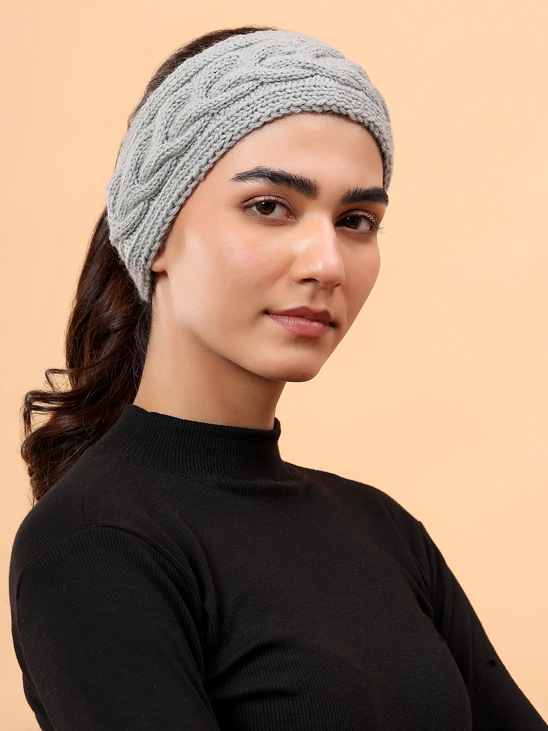 Velvery Merino Sustainable Cable Knit Headband - Grey