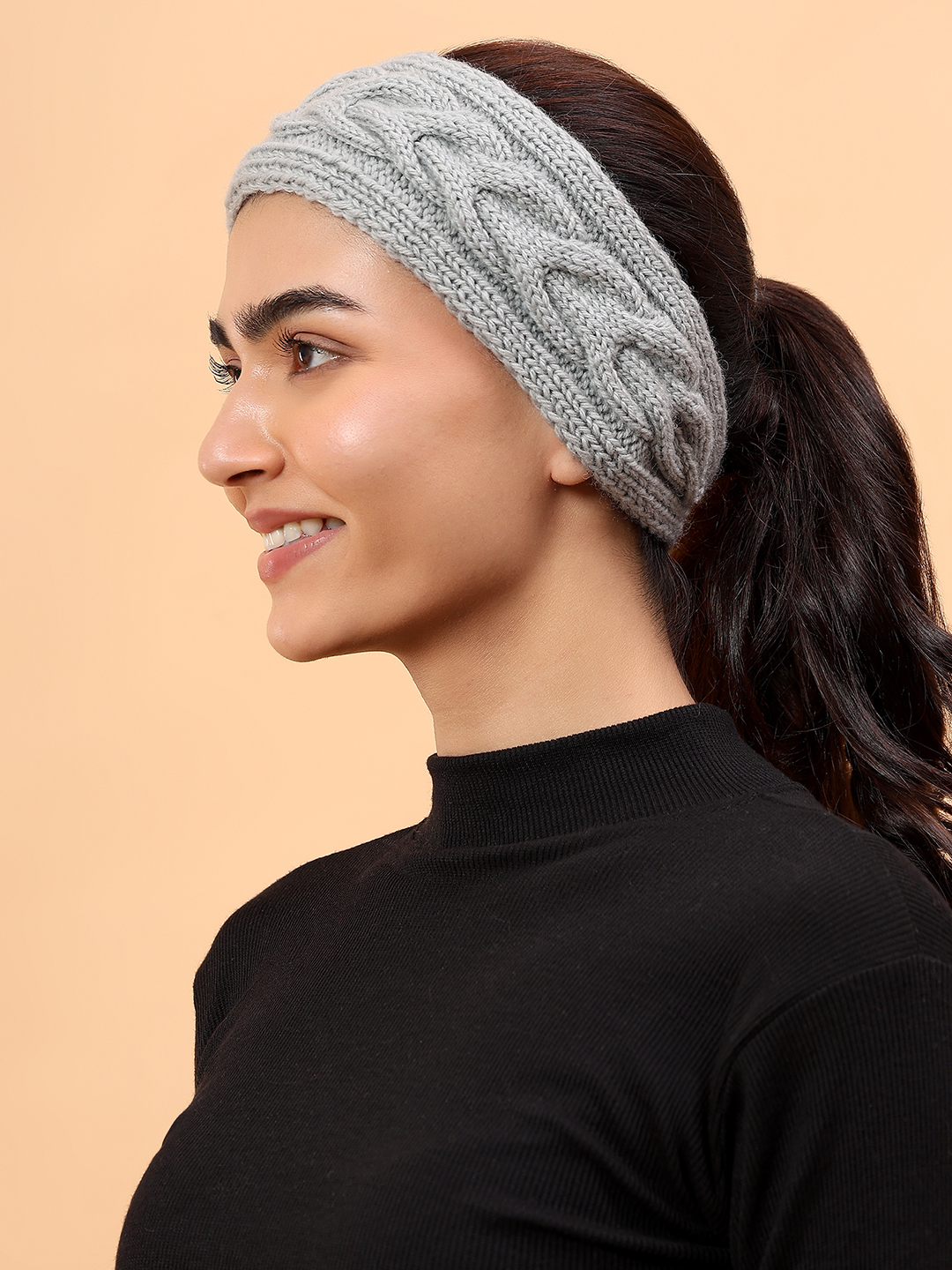 Velvery Merino Sustainable Cable Knit Headband - Grey