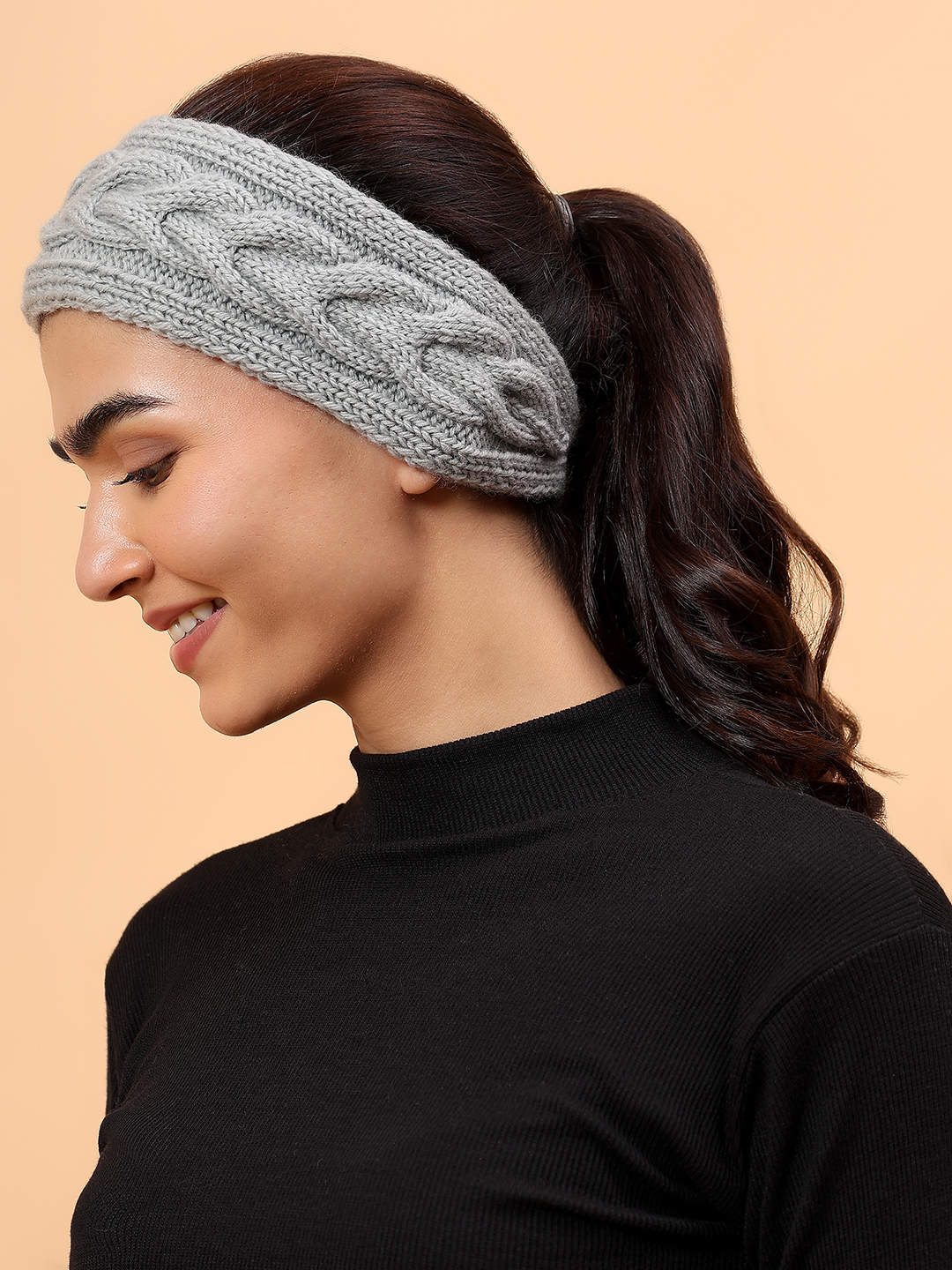 Velvery Merino Sustainable Cable Knit Headband - Grey