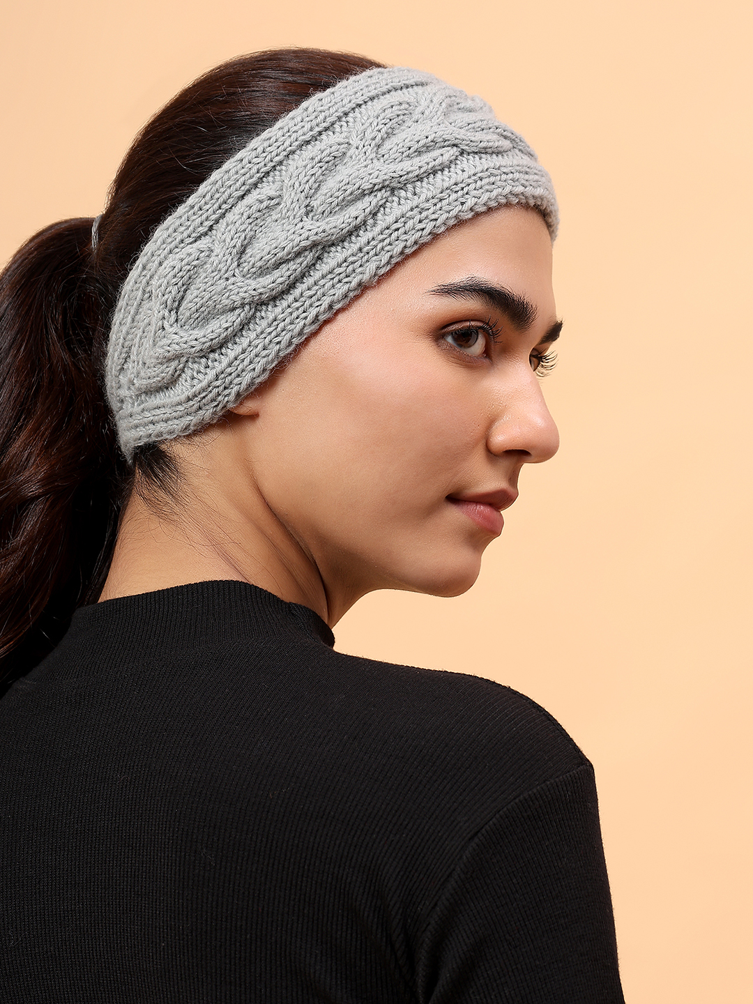 Velvery Merino Sustainable Cable Knit Headband - Grey