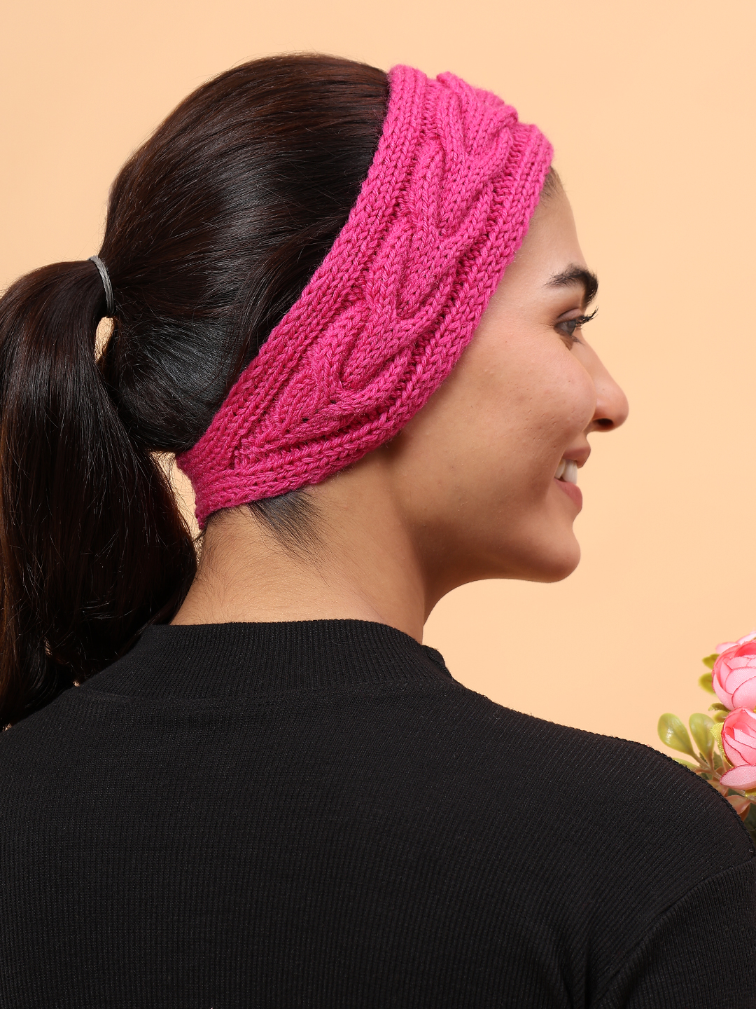 Velvery Merino Sustainable Cable Knit Headband - Magenta