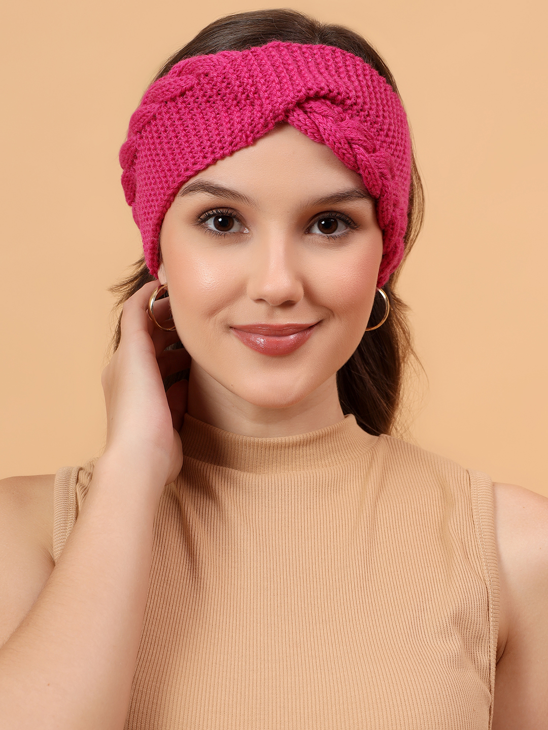 Velvery Merino Sustainable Cable Knit Headband - Pink