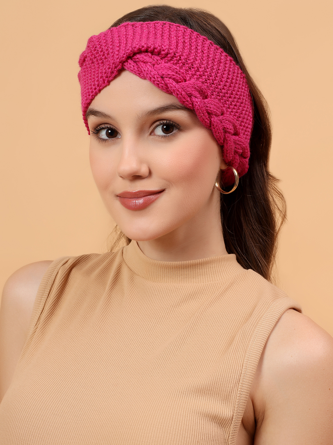 Velvery Merino Sustainable Cable Knit Headband - Pink