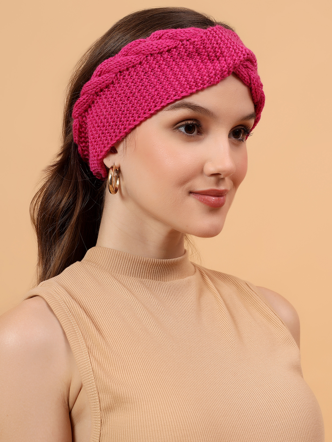 Velvery Merino Sustainable Cable Knit Headband - Pink