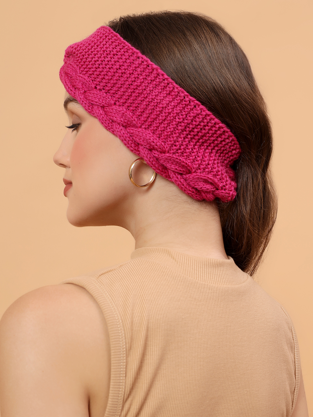 Velvery Merino Sustainable Cable Knit Headband - Pink