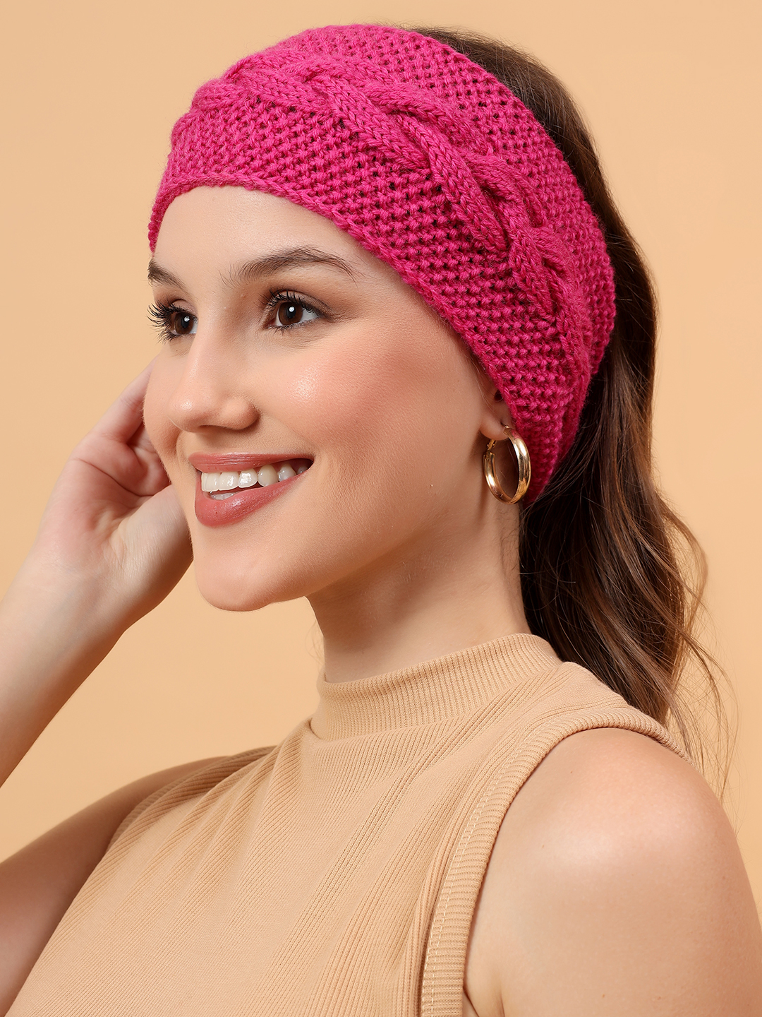 Velvery Merino Sustainable Cable Knit Headband - Pink