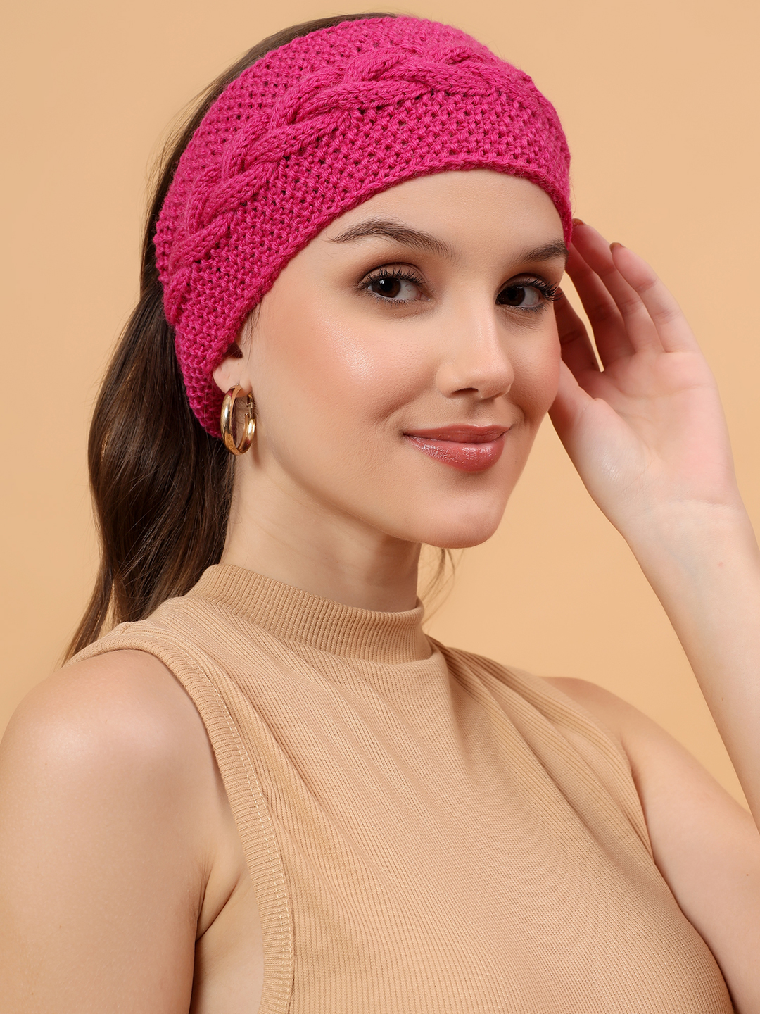 Velvery Merino Sustainable Cable Knit Headband - Pink