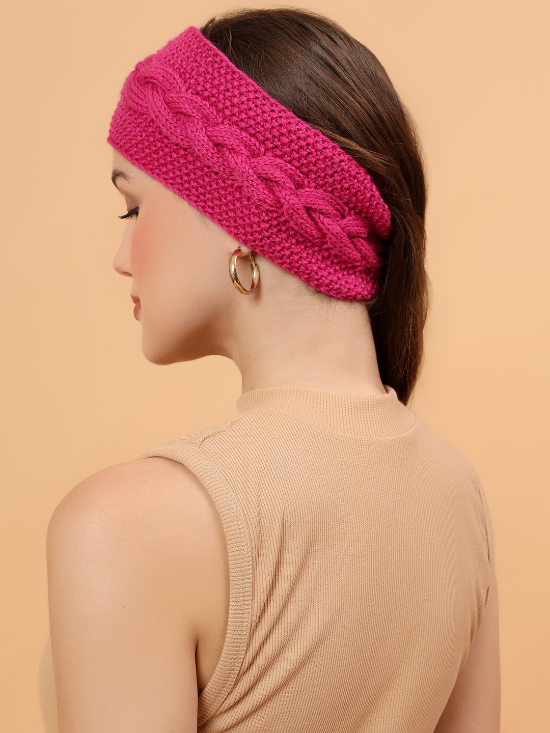 Velvery Merino Sustainable Cable Knit Headband - Pink