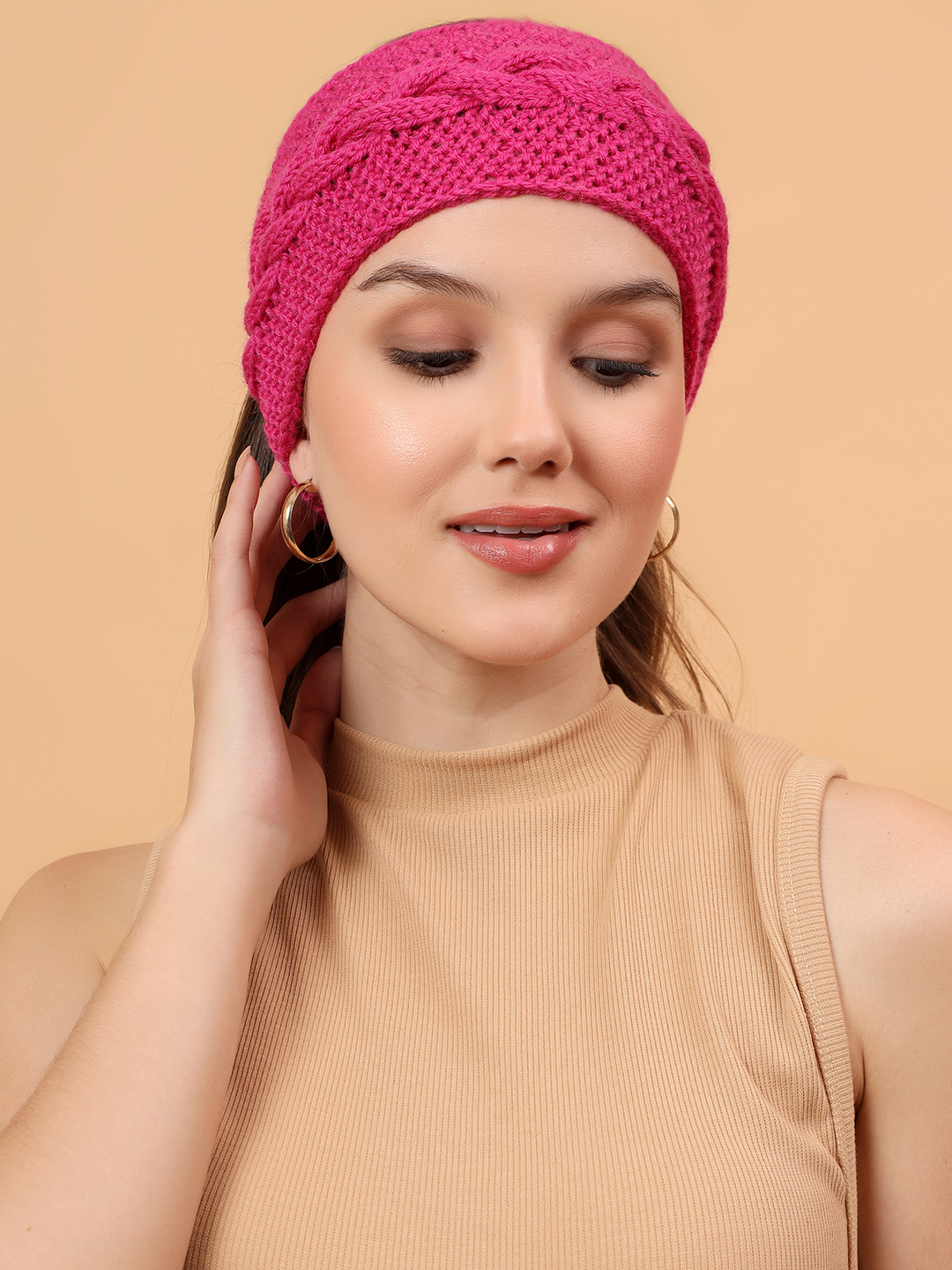 Velvery Merino Sustainable Cable Knit Headband - Pink