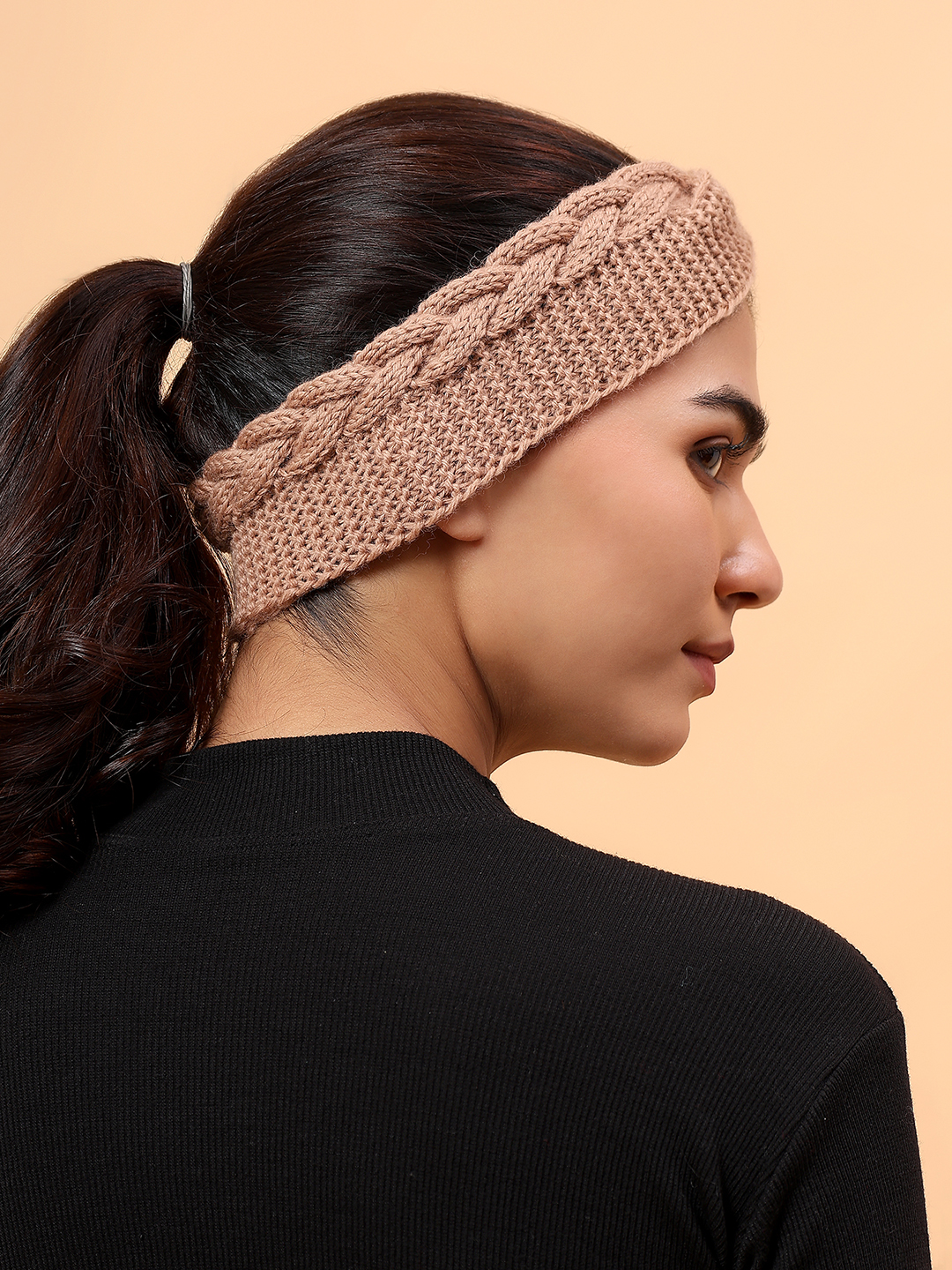 Winter Pure Wool Merino Cable Knit Headband - Beige