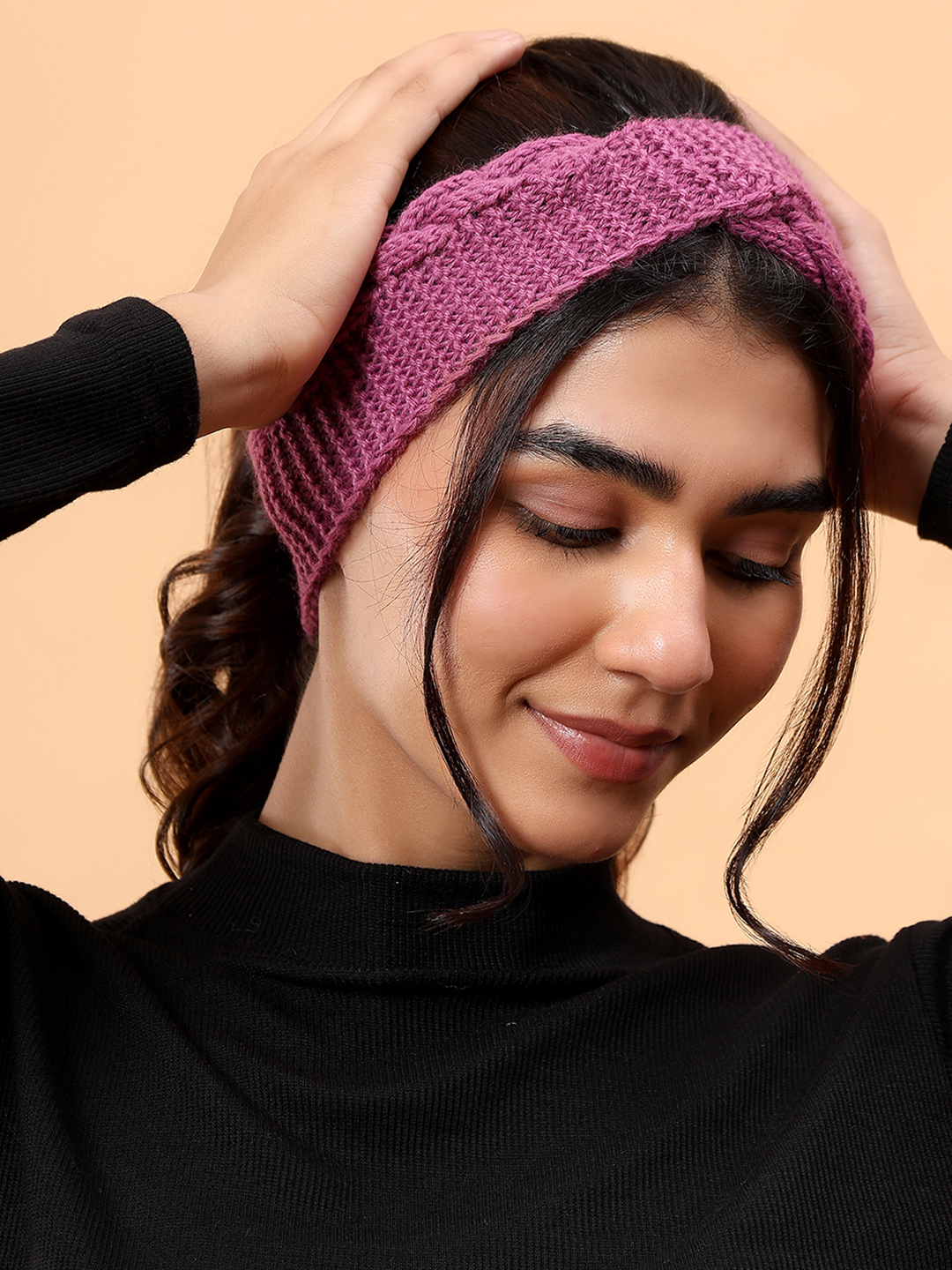 Velvery Merino Sustainable Cable Knit Headband - Purple