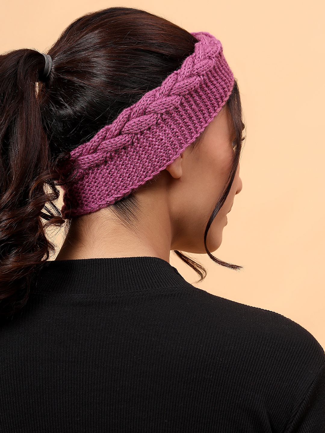 Velvery Merino Sustainable Cable Knit Headband - Purple