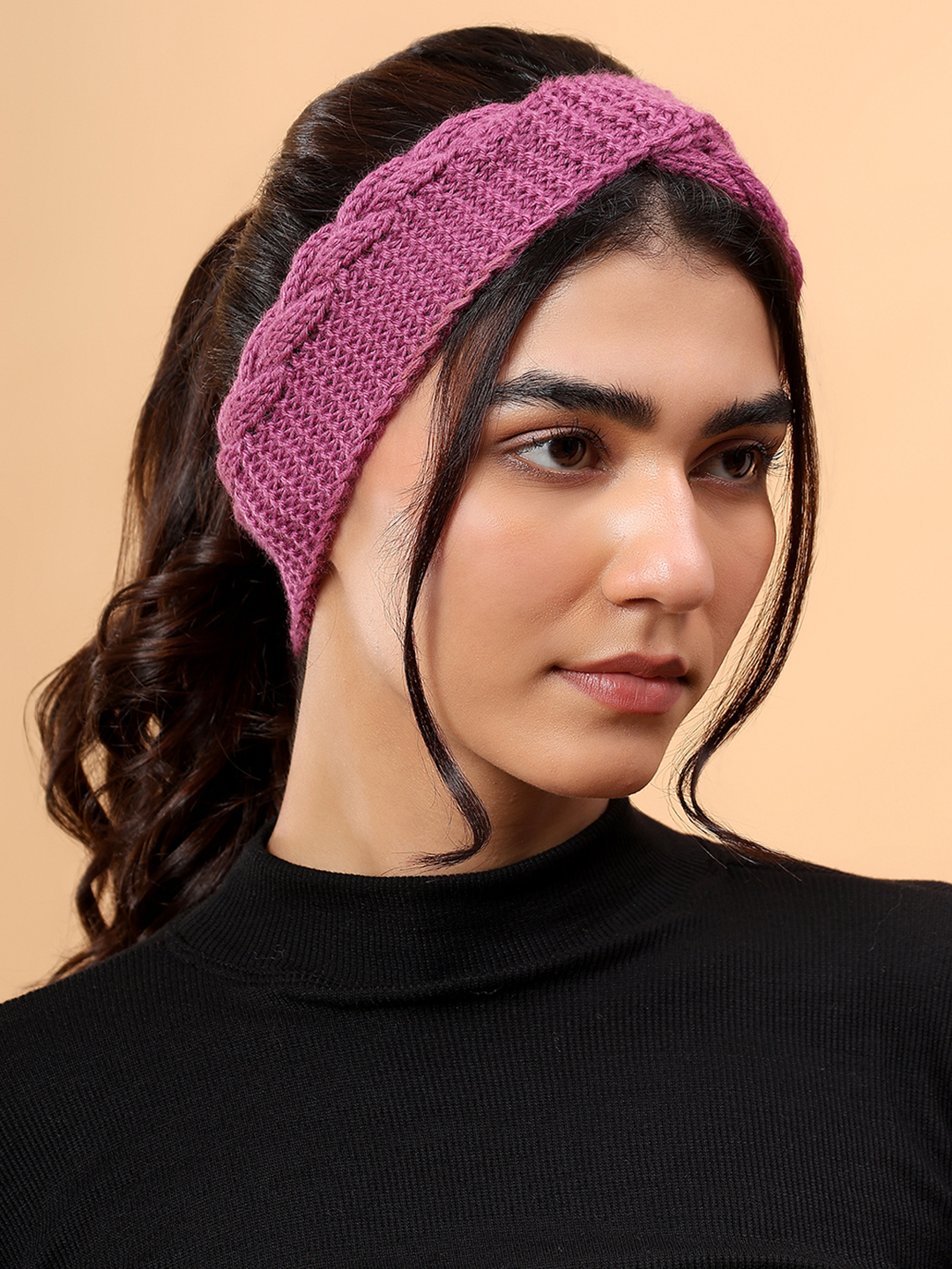 Velvery Merino Sustainable Cable Knit Headband - Purple
