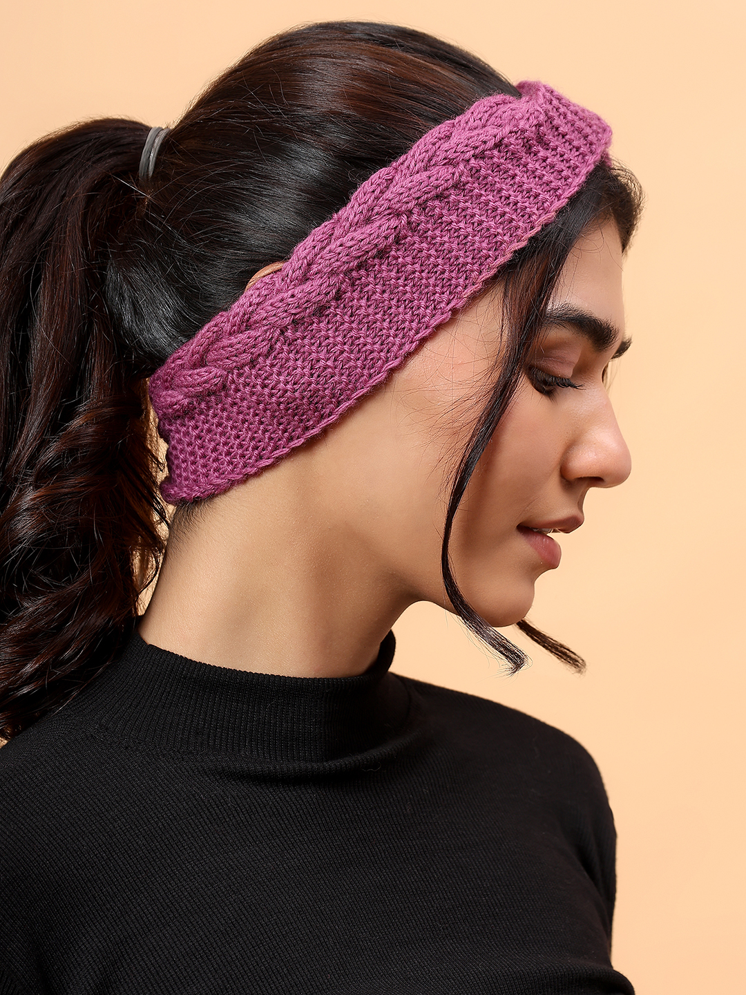 Velvery Merino Sustainable Cable Knit Headband - Purple