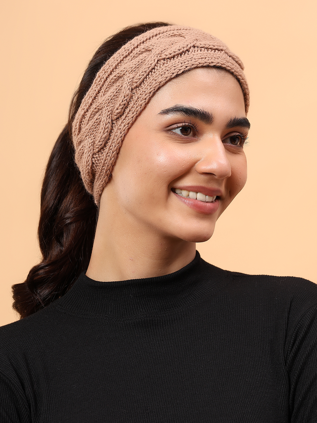 Velvery Merino Sustainable Cable Knit Headband - Beige