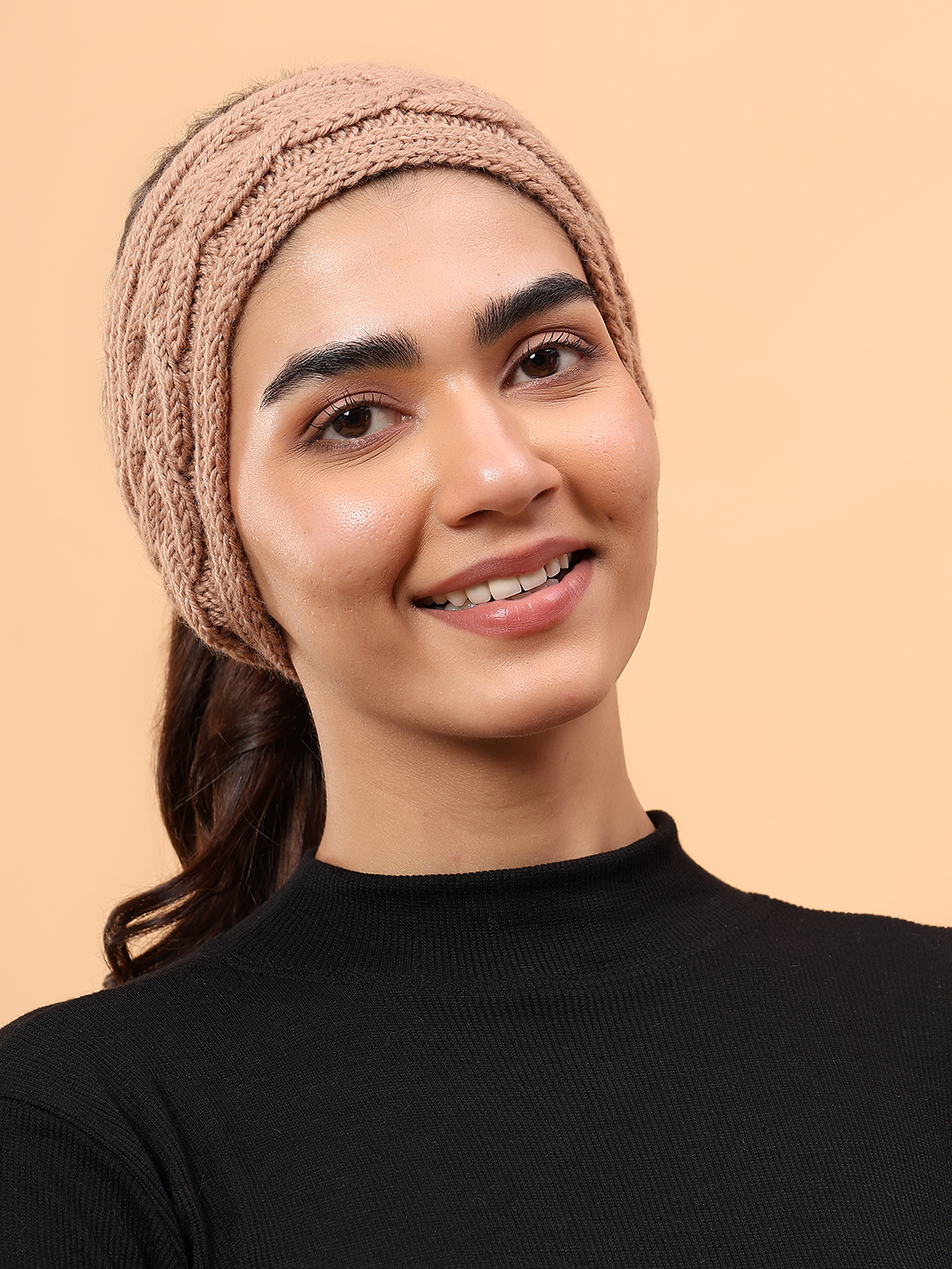 Velvery Merino Sustainable Cable Knit Headband - Beige