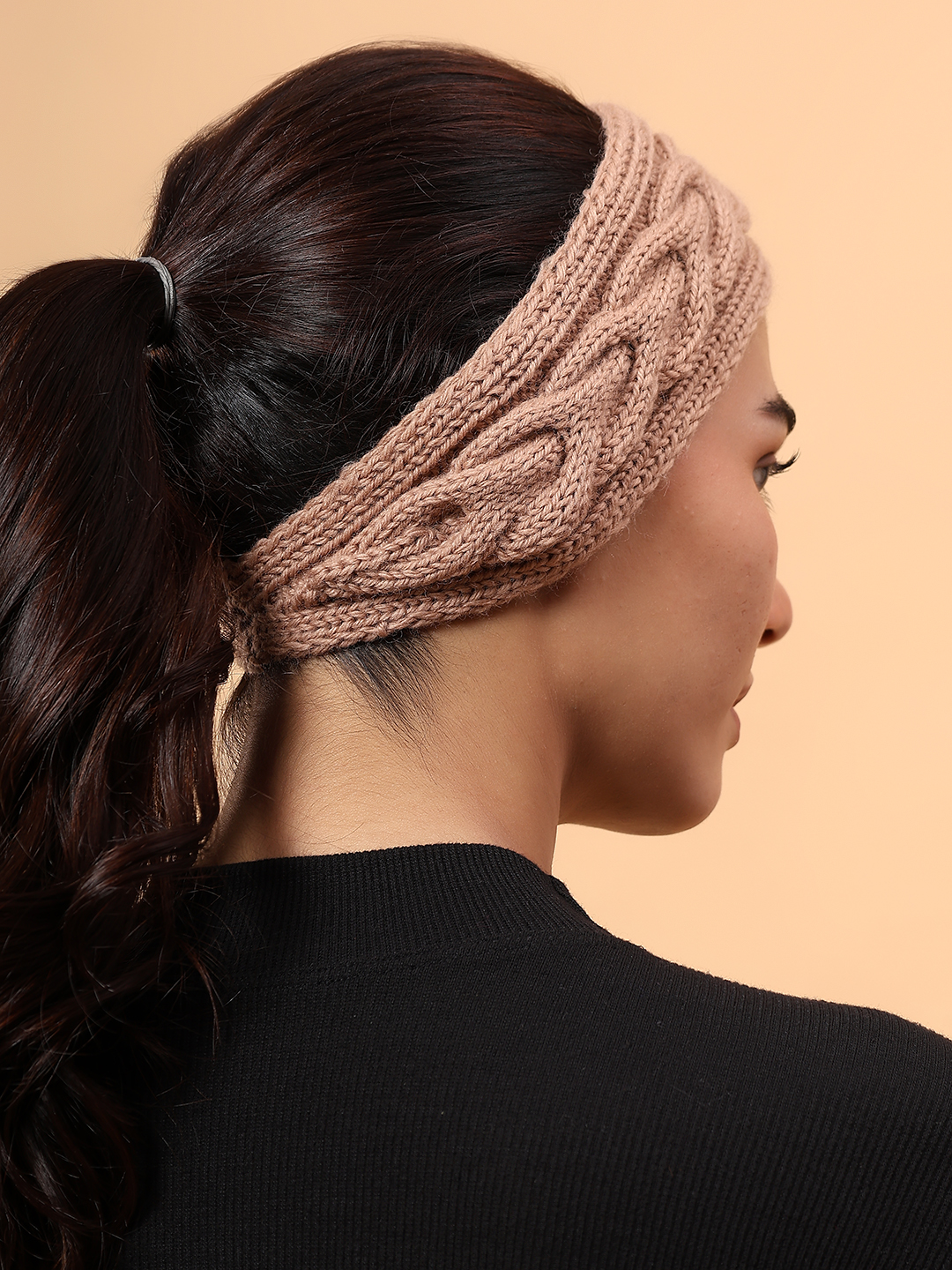 Velvery Merino Sustainable Cable Knit Headband - Beige