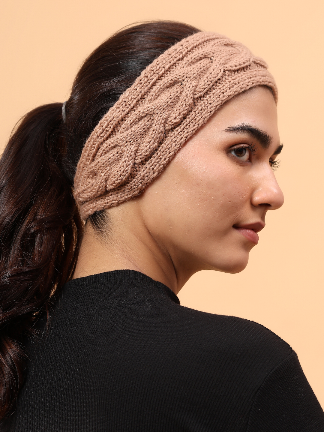 Velvery Merino Sustainable Cable Knit Headband - Beige