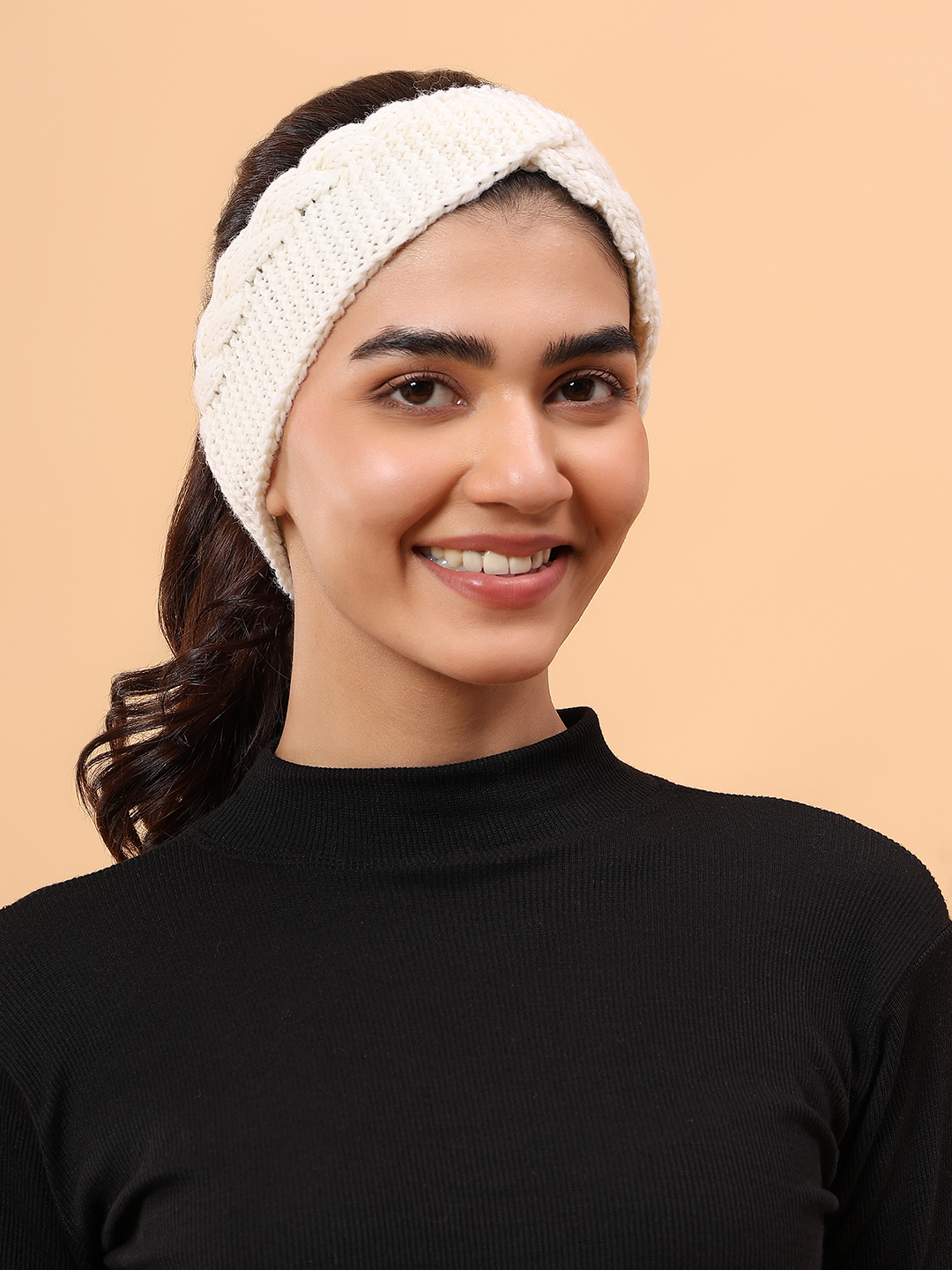 Velvery Merino Sustainable Cable Knit Headband - White