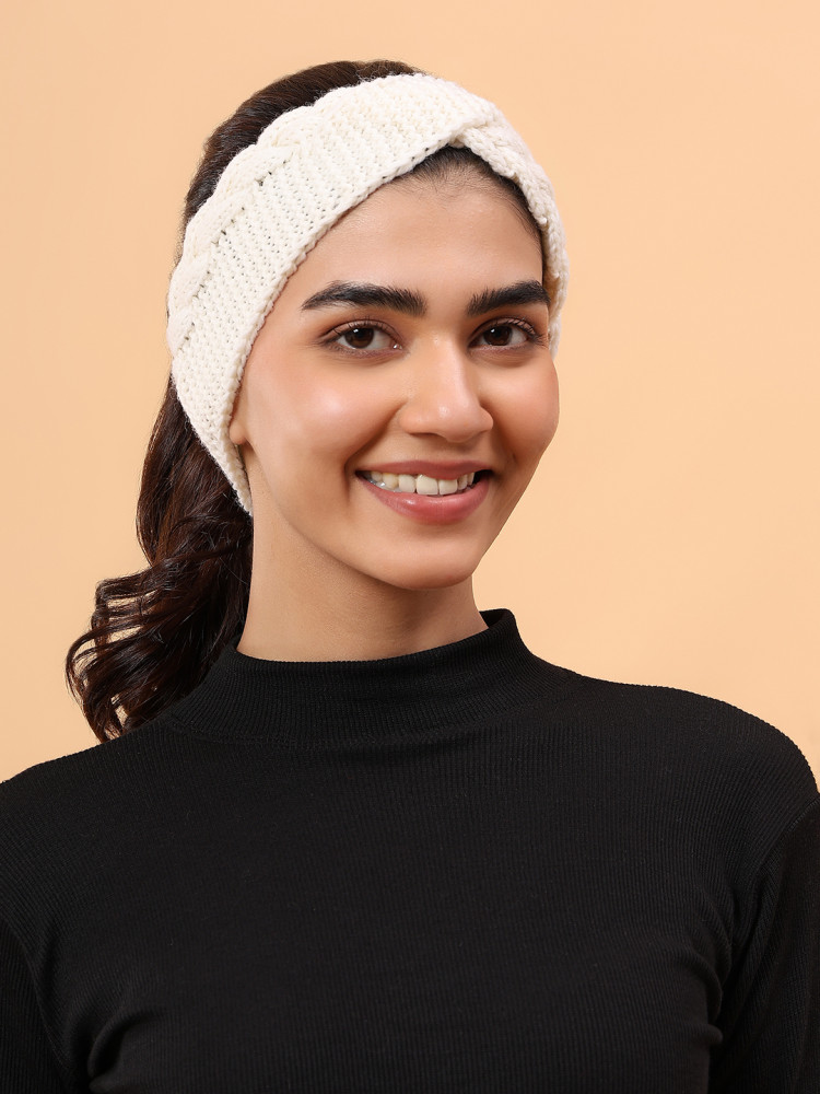 Image of Velvery Merino Sustainable Cable Knit Headband - White