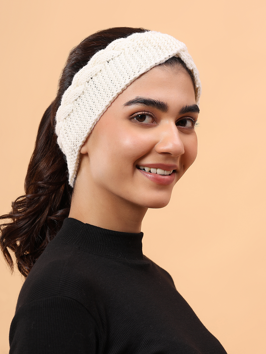 Velvery Merino Sustainable Cable Knit Headband - White