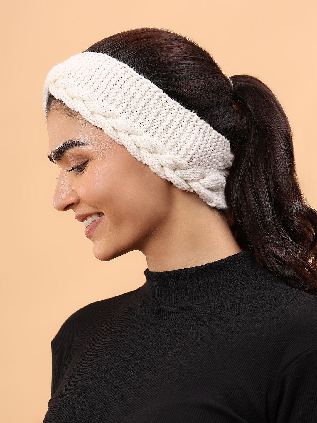 Velvery Merino Sustainable Cable Knit Headband - White