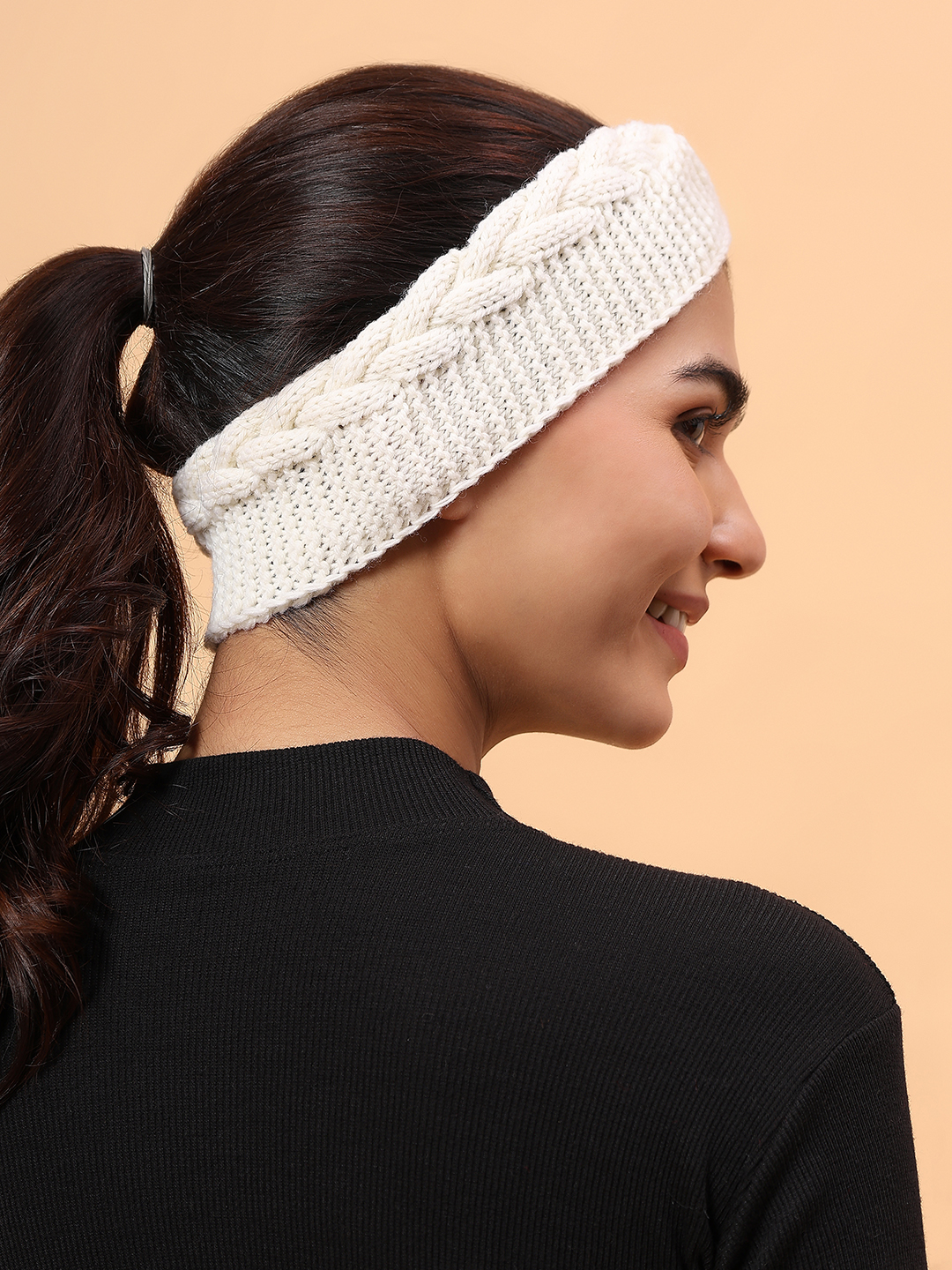 Velvery Merino Sustainable Cable Knit Headband - White