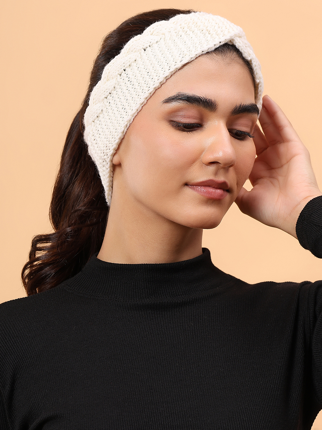 Velvery Merino Sustainable Cable Knit Headband - White