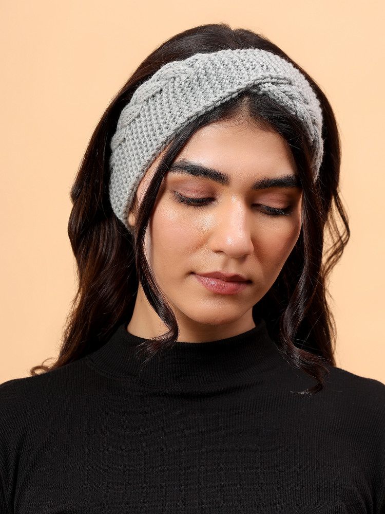 Image of Velvery Merino Sustainable Cable Knit Headband - Grey