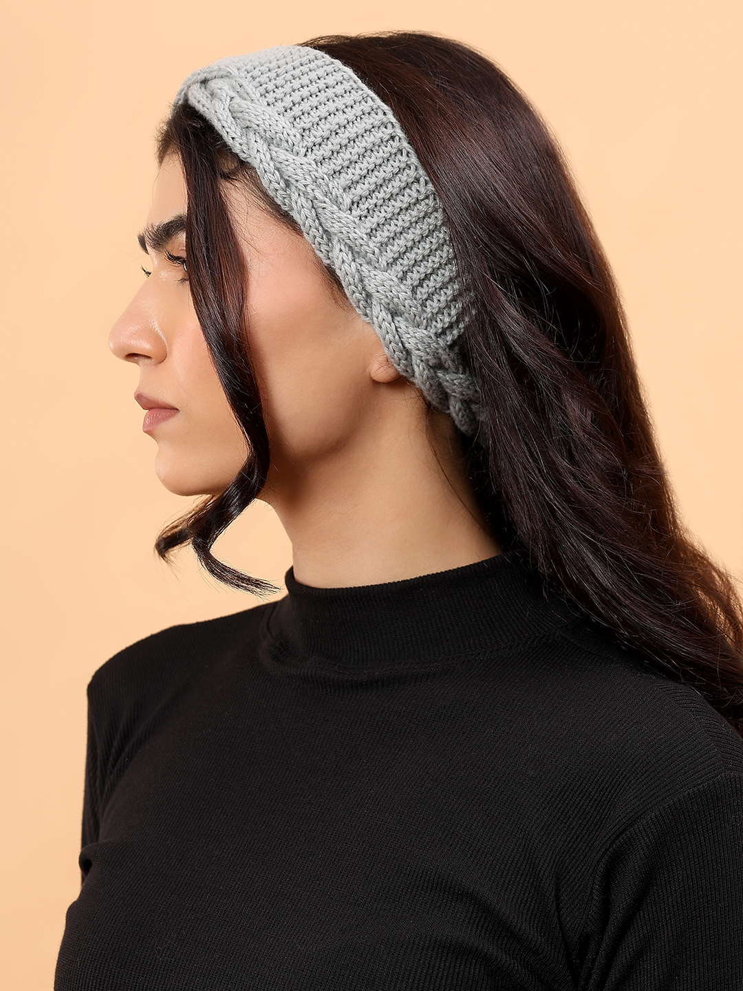 Velvery Merino Sustainable Cable Knit Headband - Grey