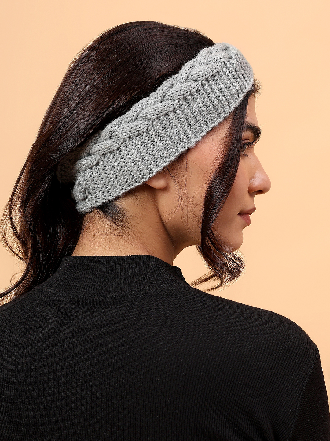 Velvery Merino Sustainable Cable Knit Headband - Grey