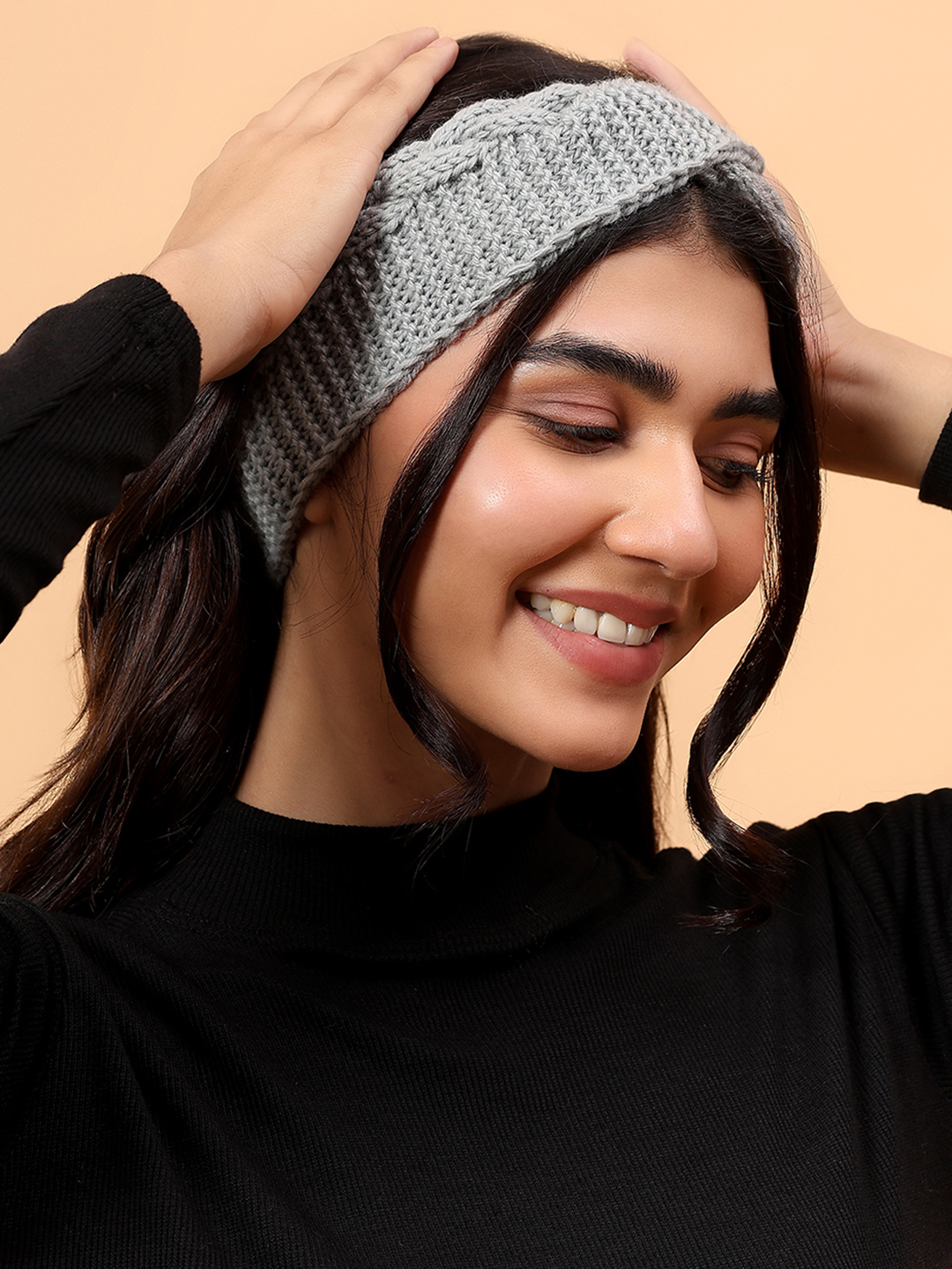 Velvery Merino Sustainable Cable Knit Headband - Grey