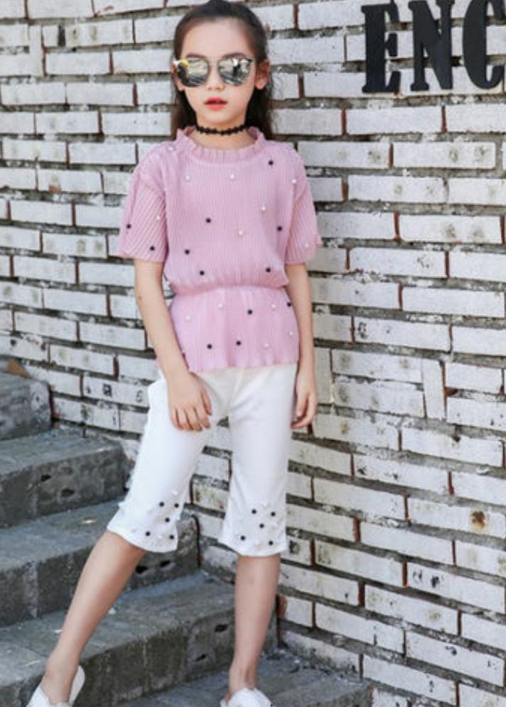 Pink and White Culottes Set