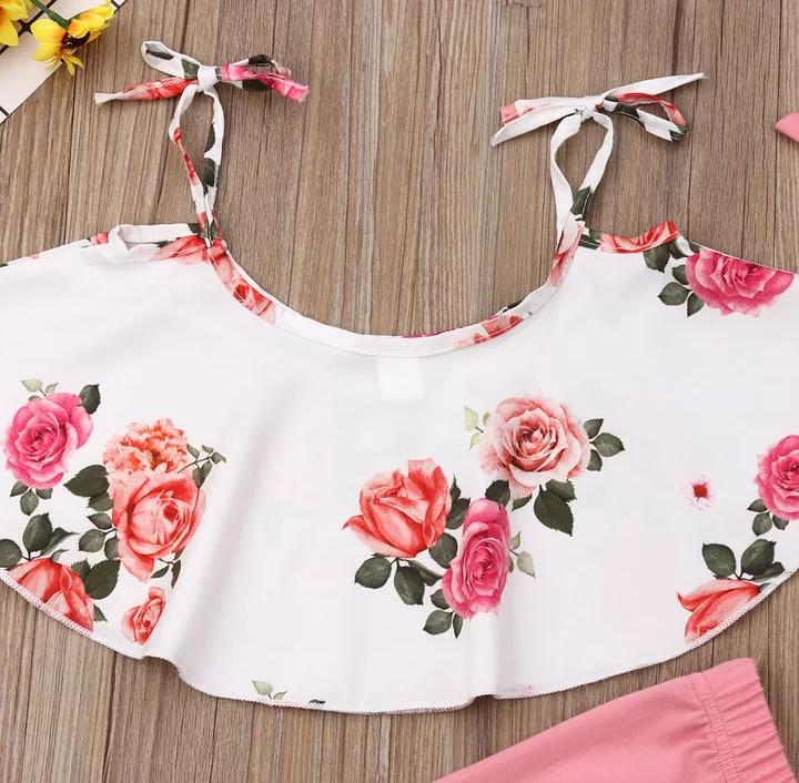 Pink Crop Top with Bottom and Headband