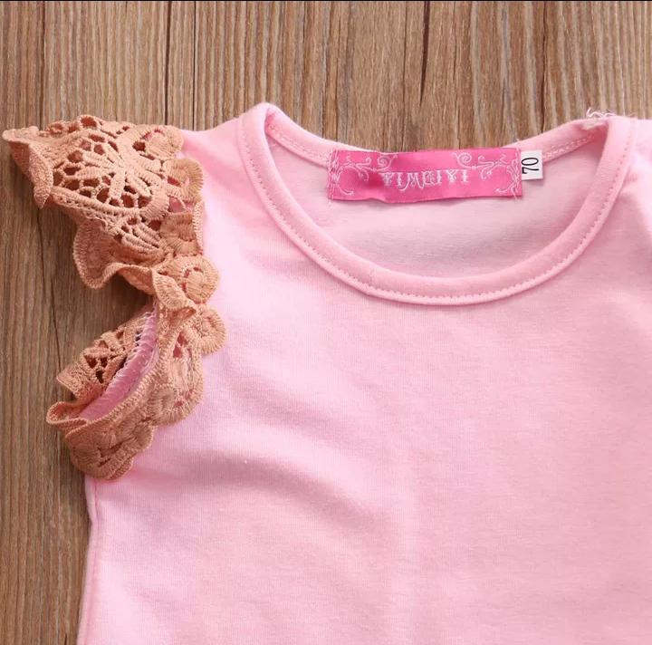 Pink Lace Top With Floral Bottom