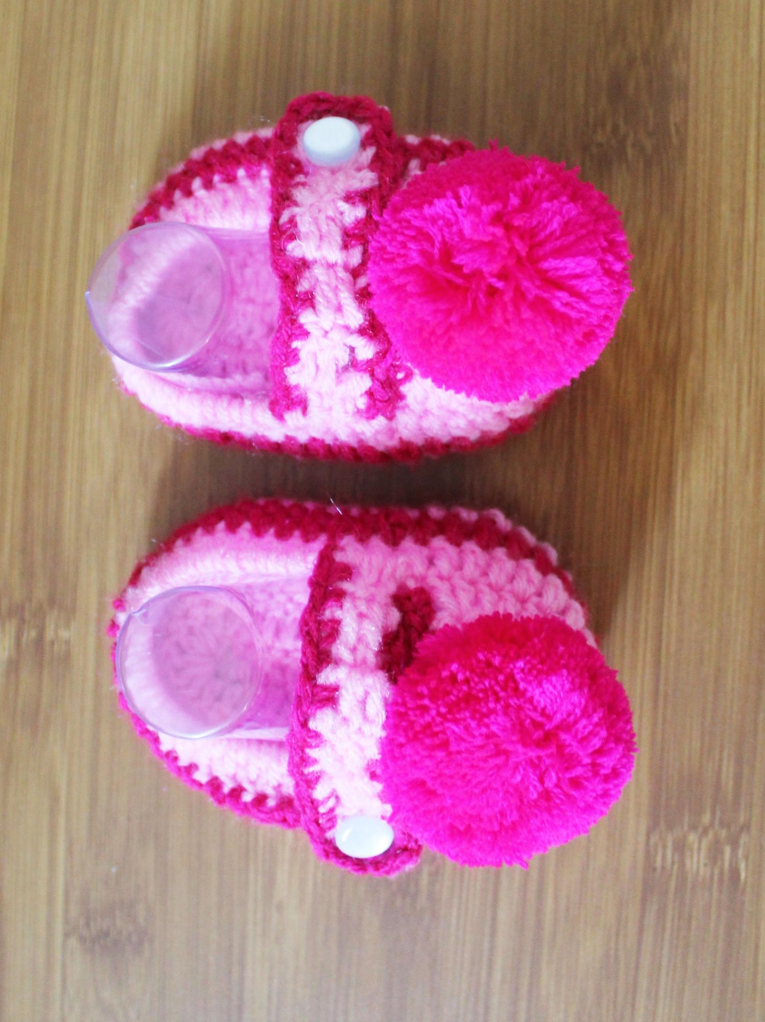 Pink Pom Pom Handmade Booties