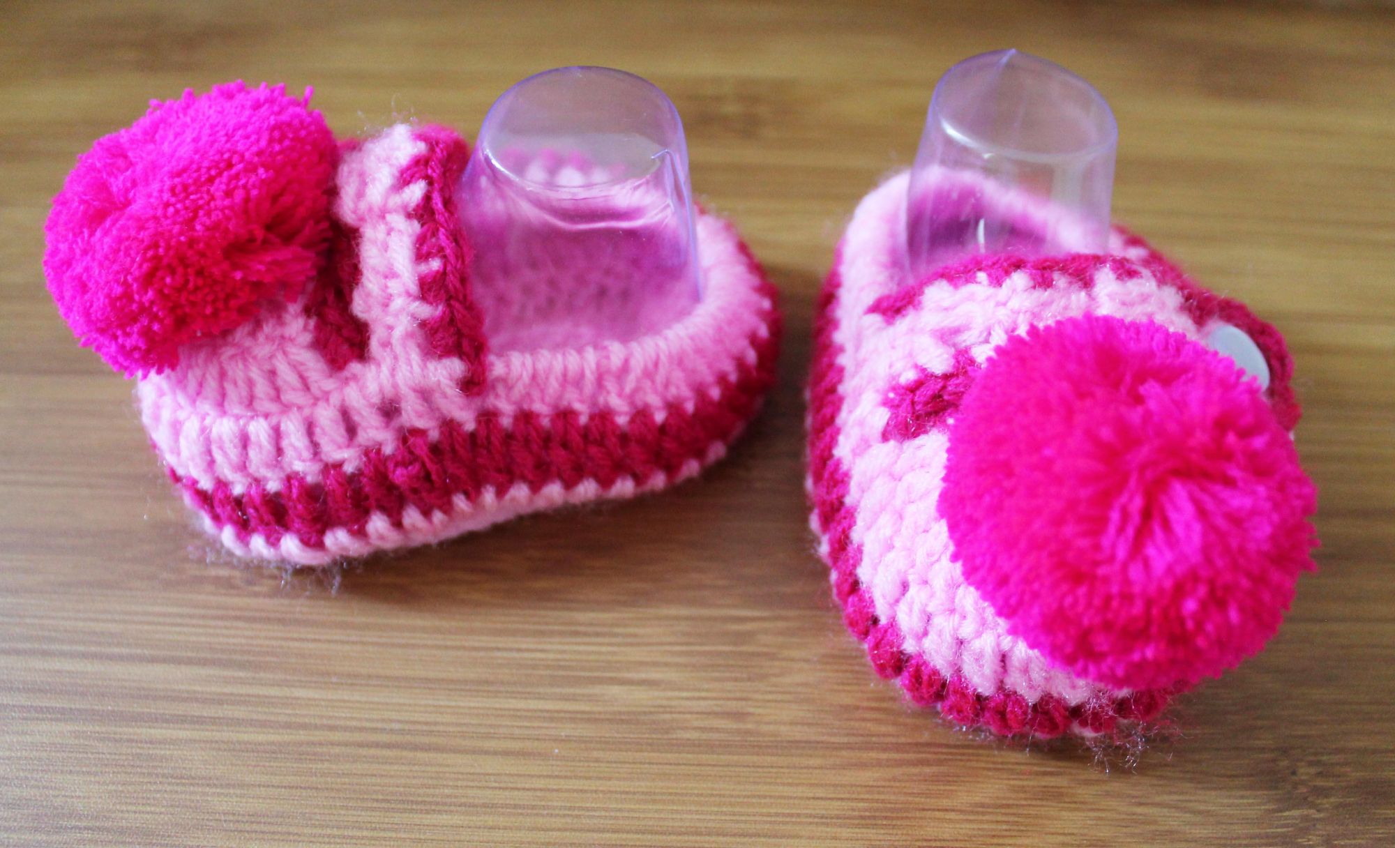 Pink Pom Pom Handmade Booties