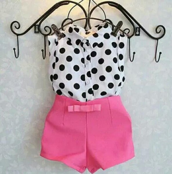Image of Pink Shorts And Polka Print Top