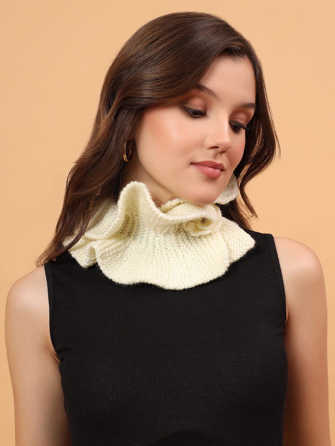 Velvery Merino Sustainable Floral Neckwarmer - Cream