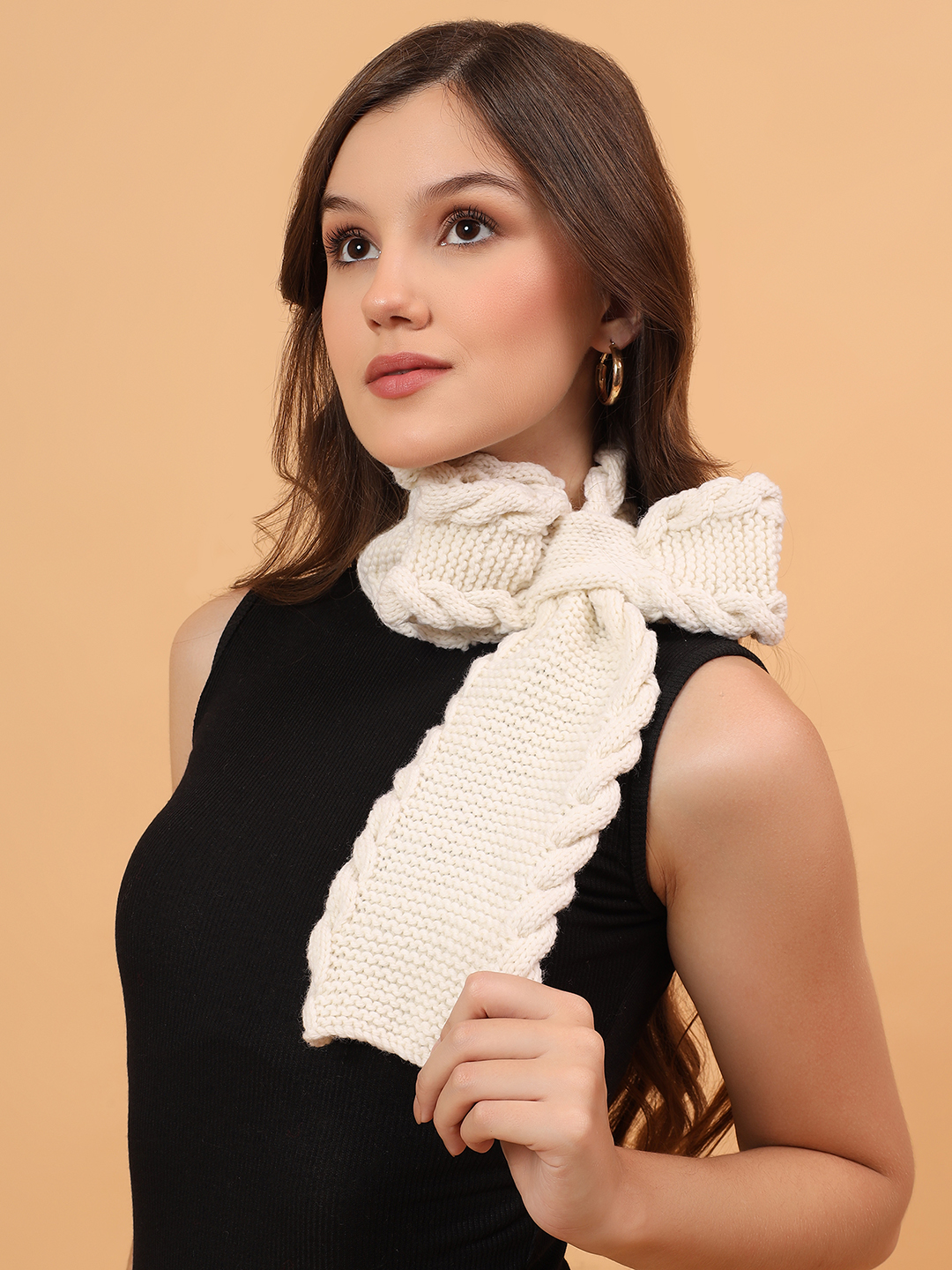Velvery Merino Sustainable Cable Knit Neckwarmer - Cream